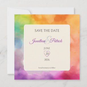 LGBTQ Pride Wedding Love is Love Rainbow Save The Date