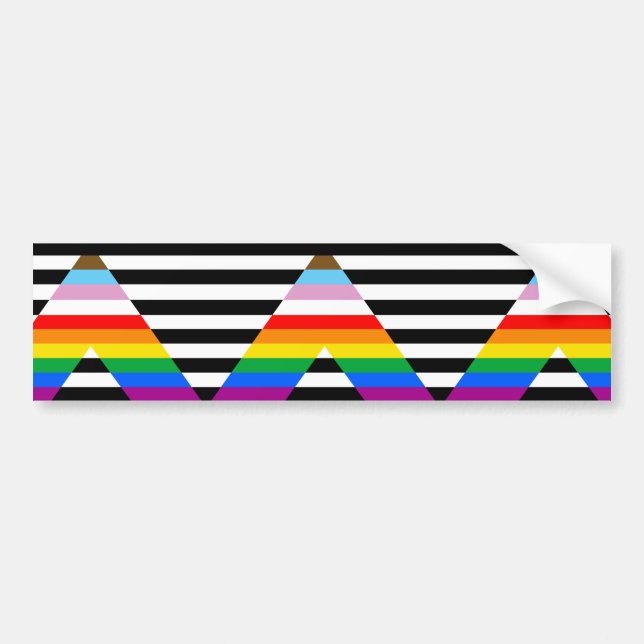 LGBTQ Progress Ally Pride Flag Bumper Sticker (Front)
