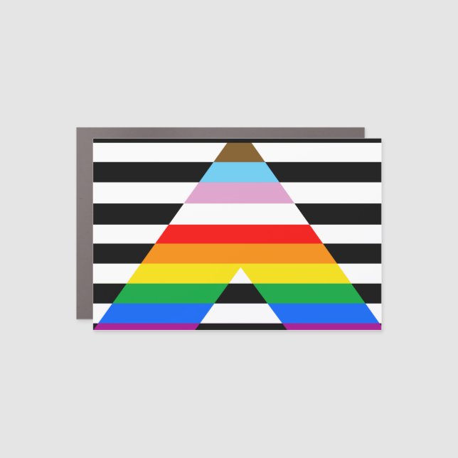 LGBTQ Progress Ally Pride Flag Car Magnet (Front)