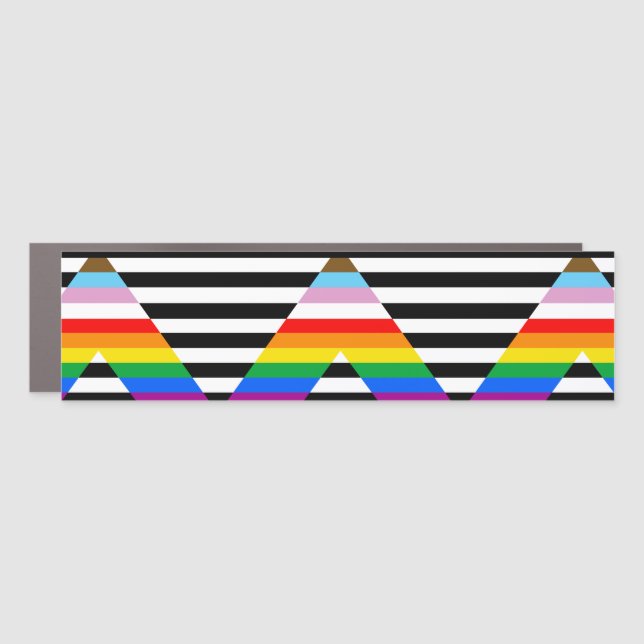 LGBTQ Progress Ally Pride Flag Car Magnet (Front)