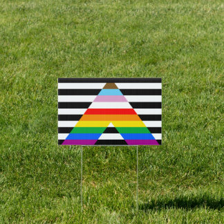 LGBTQ Progress Ally Pride Flag Sign