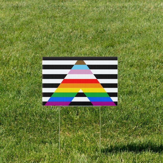 LGBTQ Progress Ally Pride Flag Sign (Insitu)