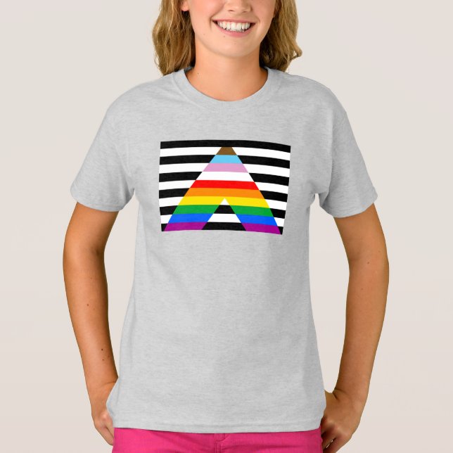 LGBTQ Progress Ally Pride Flag T-Shirt (Front)