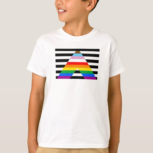 LGBTQ Progress Ally Pride Flag T-Shirt (Front)