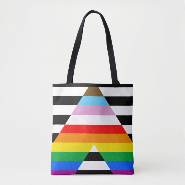 LGBTQ Progress Ally Pride Flag Tote Bag (Front)