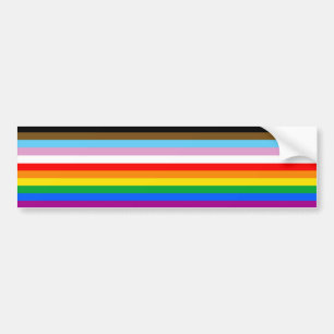 LGBTQ+ Progress Flag Stripes Bumper Sticker