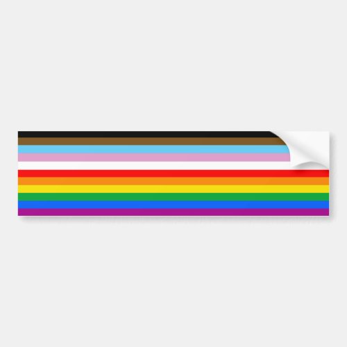 LGBTQ Progress Flag Stripes Bumper Sticker