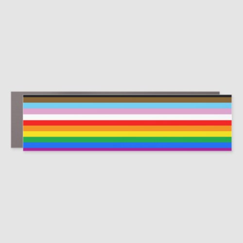 LGBTQ Progress Flag Stripes Car Magnet