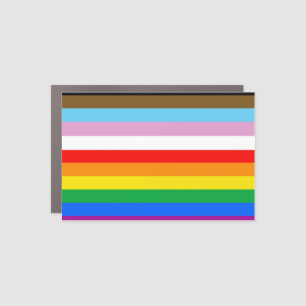 LGBTQ+ Progress Flag Stripes Car Magnet