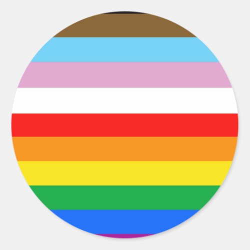 LGBTQ Progress Flag Stripes Classic Round Sticker