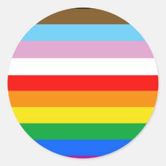 LGBTQ+ Progress Flag Stripes Classic Round Sticker