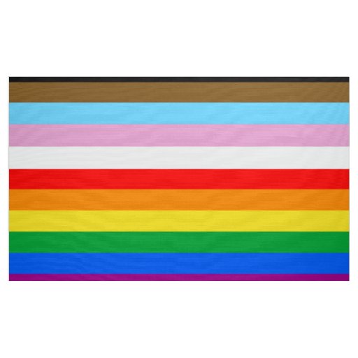 LGBTQ+ Progress Flag Stripes Fabric