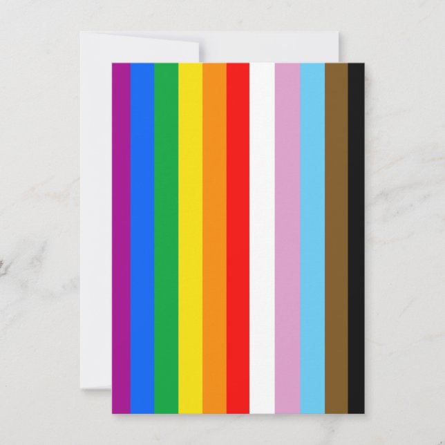 LGBTQ+ Progress Flag Stripes Holiday Card (Front)