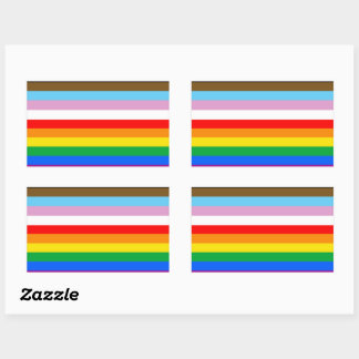 LGBTQ+ Progress Flag Stripes Rectangular Sticker