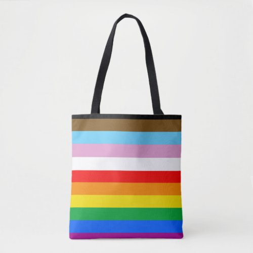 LGBTQ Progress Flag Stripes Tote Bag