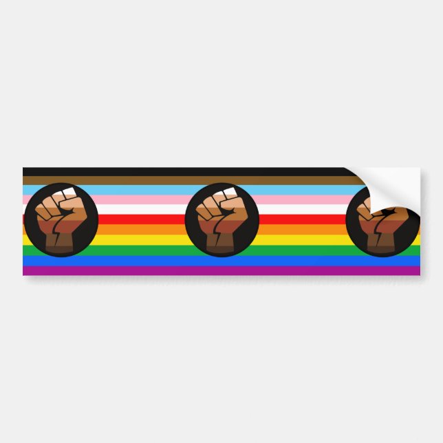 LGBTQ+ Progress POC Pride Flag Bumper Sticker (Front)
