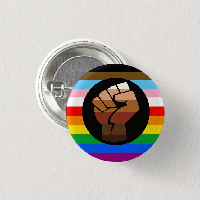 LGBTQ+ Progress POC Pride Flag Button (Front & Back)