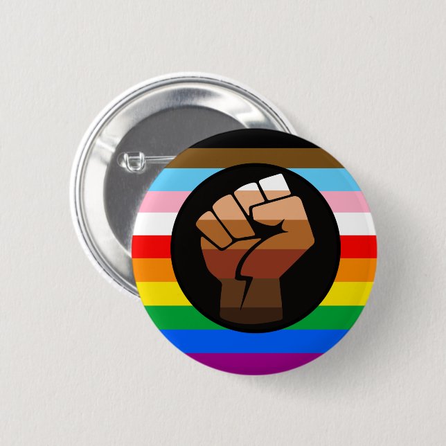 LGBTQ+ Progress POC Pride Flag Button (Front & Back)