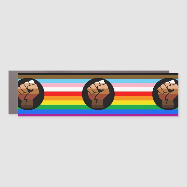 LGBTQ+ Progress POC Pride Flag Car Magnet (Front)