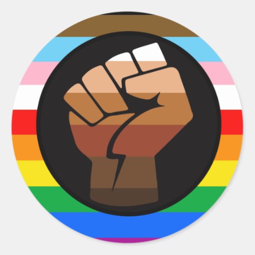 LGBTQ Progress POC Pride Flag Classic Round Sticker