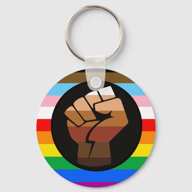 LGBTQ+ Progress POC Pride Flag Keychain (Front)