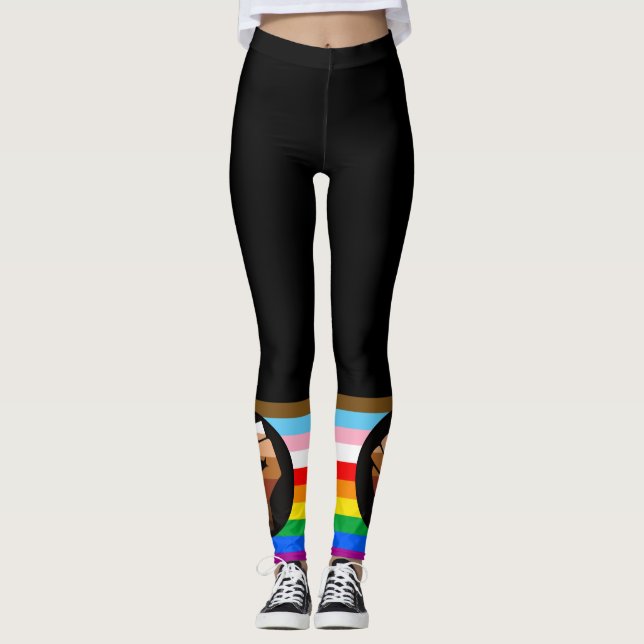 LGBTQ+ Progress POC Pride Flag Leggings (Front)
