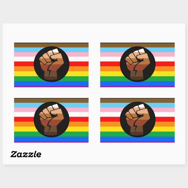 LGBTQ+ Progress POC Pride Flag Rectangular Sticker (Sheet)