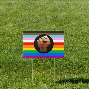 LGBTQ+ Progress POC Pride Flag Sign