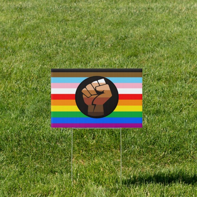 LGBTQ+ Progress POC Pride Flag Sign (Insitu)