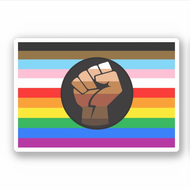 LGBTQ+ Progress POC Pride Flag Sticker (Front)