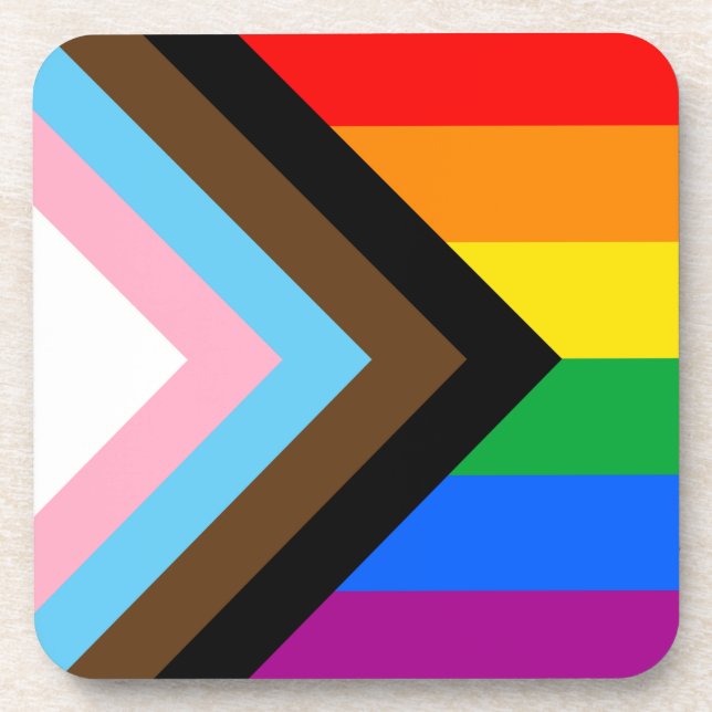 LGBTQ+ Progress Pride Beverage Coaster (Front)