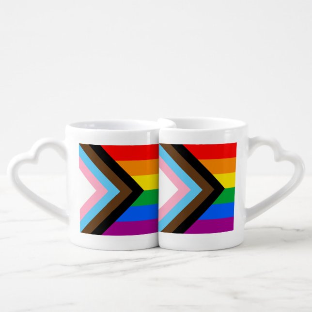 LGBTQ+ Progress Pride Coffee Mug Set (Front Nesting)