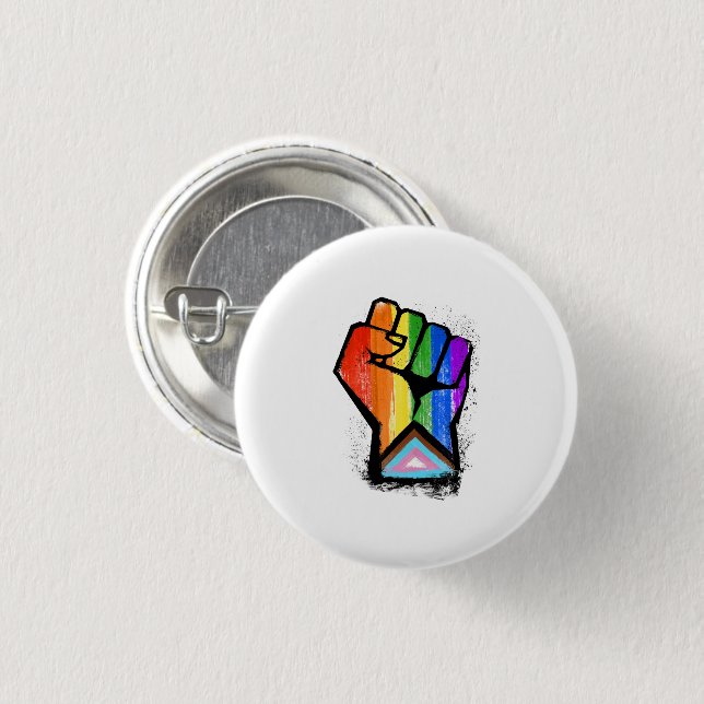 LGBTQ PROGRESS PRIDE FIST BUTTON (Front & Back)