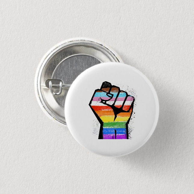 LGBTQ PROGRESS PRIDE FIST BUTTON (Front & Back)