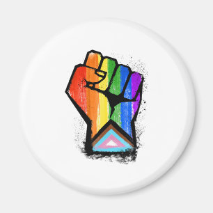 LGBTQ PROGRESS PRIDE FIST MAGNET