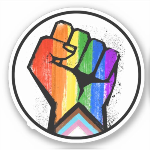 LGBTQ PROGRESS PRIDE FIST RESISTANCE STICKER