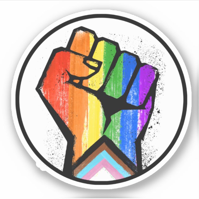 LGBTQ PROGRESS PRIDE FIST RESISTANCE STICKER (Front)