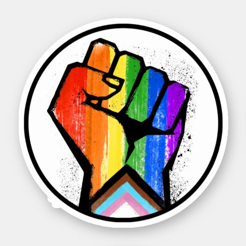 LGBTQ PROGRESS PRIDE FIST RESISTANCE STICKER
