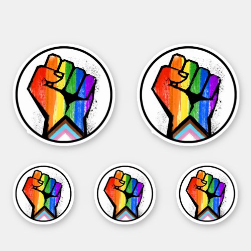 LGBTQ PROGRESS PRIDE FIST RESISTANCE STICKER