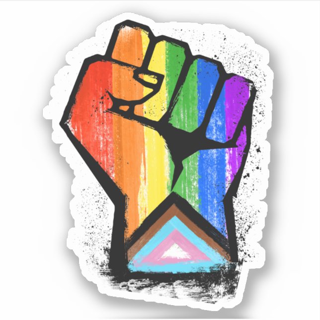 LGBTQ PROGRESS PRIDE FIST STICKER (Front)