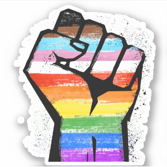 LGBTQ PROGRESS PRIDE FIST STICKER (Front)