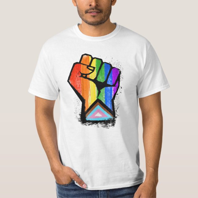 LGBTQ PROGRESS PRIDE FIST T-Shirt (Front)