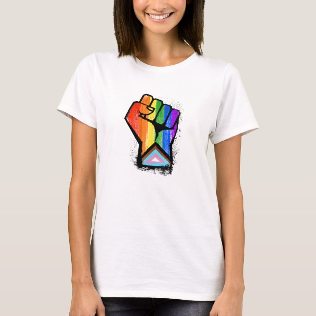 LGBTQ PROGRESS PRIDE FIST T-Shirt (Front)