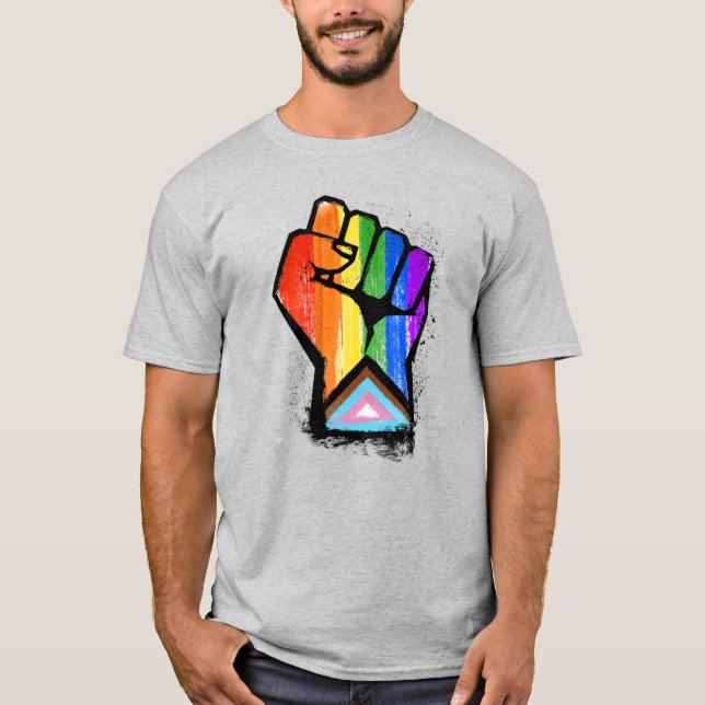 LGBTQ PROGRESS PRIDE FIST T-Shirt (Front)