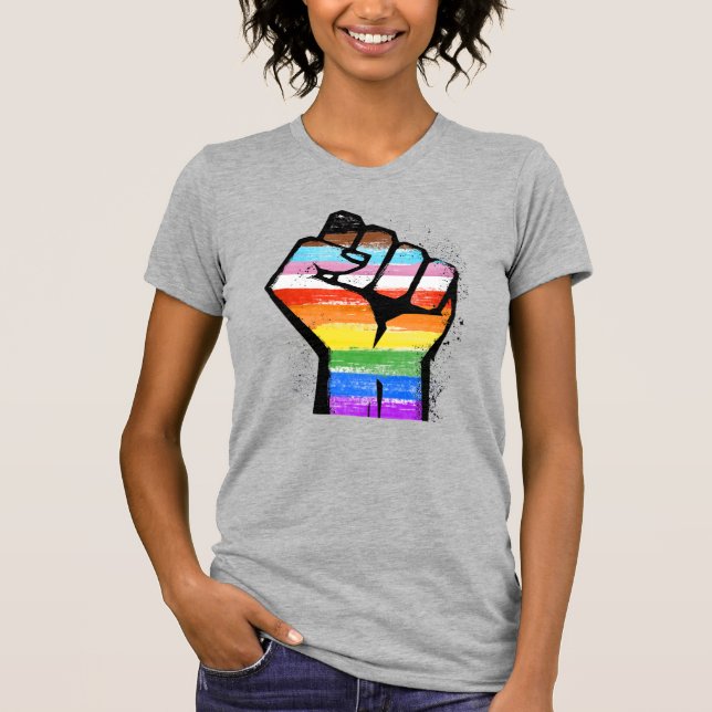 LGBTQ PROGRESS PRIDE FIST T-Shirt (Front)