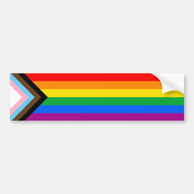 LGBTQ+ Progress Pride Flag Bumper Sticker (Front)