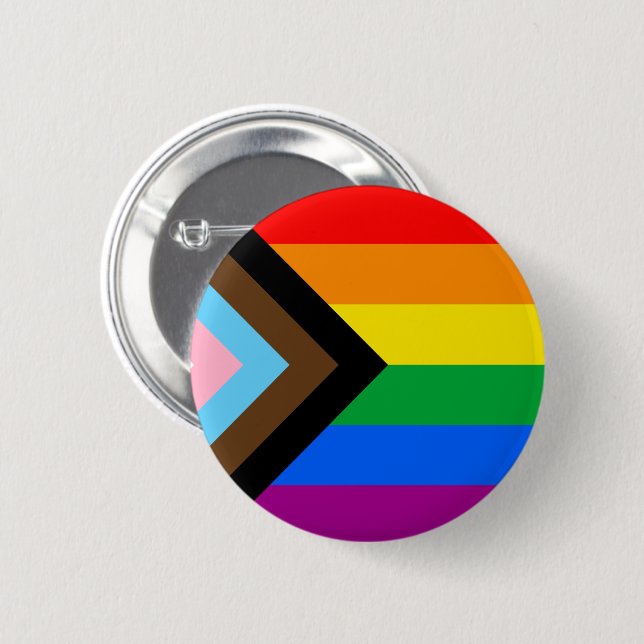 LGBTQ+ Progress Pride Flag Button (Front & Back)