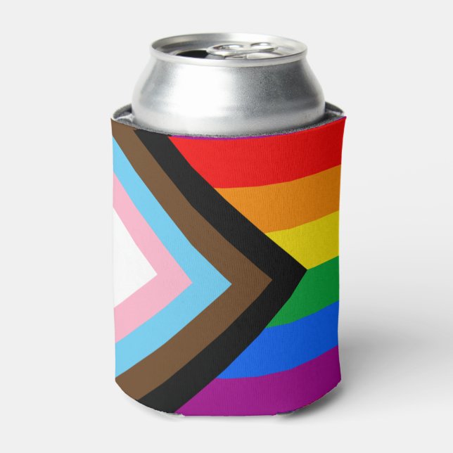 LGBTQ+ Progress Pride Flag Can Cooler (Can Front)