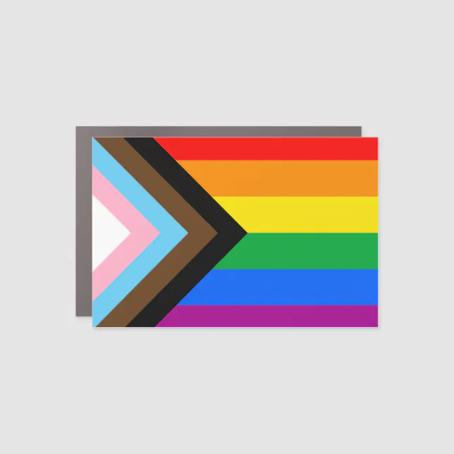 LGBTQ+ Progress Pride Flag Car Magnet | Zazzle