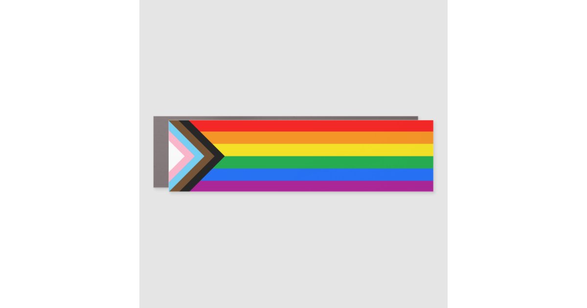 LGBTQ+ Progress Pride Flag Car Magnet | Zazzle
